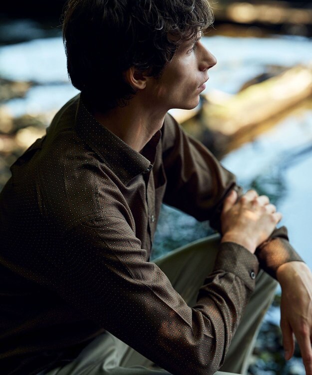 JOSEPH ABBOUD 【キングサイズ・サスティナブル素材】小紋プリント シャツ ダークブラウン系5