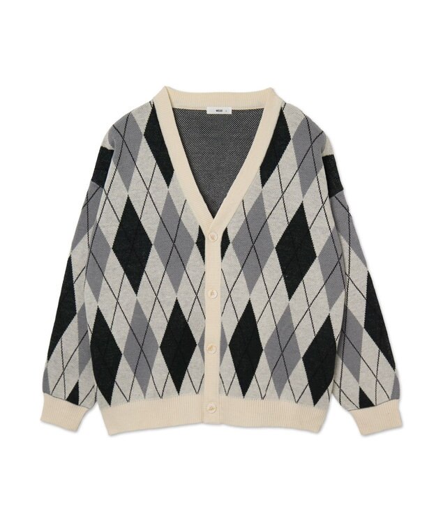 WEGO リラックスフィットパターンカーディガン グリーンチェック1
