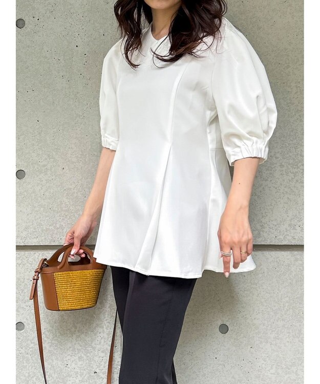 Green Parks AnriettMusee パフスリーブペプラムブラウス Off White