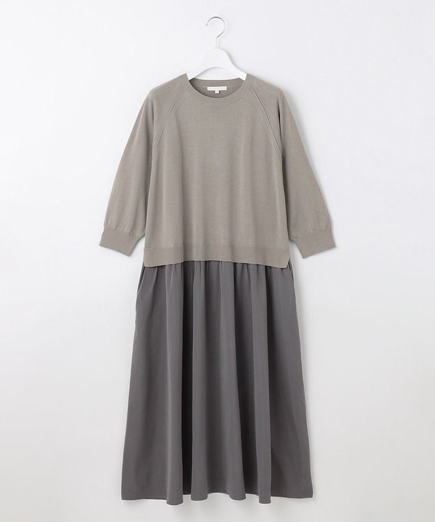 自由区 S 【洗える】タフタコンビ ワンピース グレー×シルバー