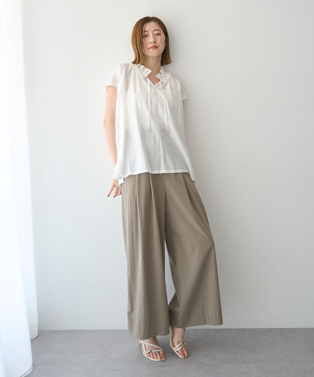 YECCA VECCA ギャザーリボンブラウス Off White