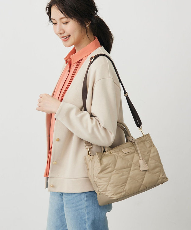 J.PRESS LADIES 【2way】ボンディングキルト トート バッグ 【WEB限定】ベージュ系