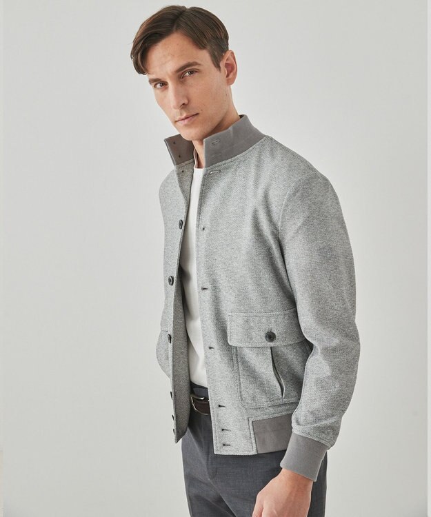 GOTAIRIKU 新作【ストレッチ/洗える/吸水速乾】ノルマンディーリネン A-1ブルゾン ライトグレー系8