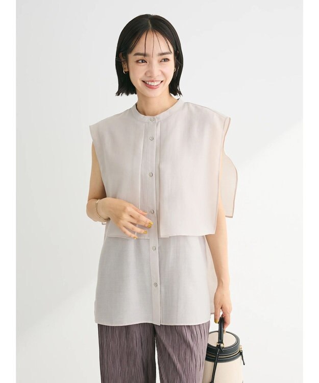 Green Parks レイヤードノースリーブブラウス Light Gray