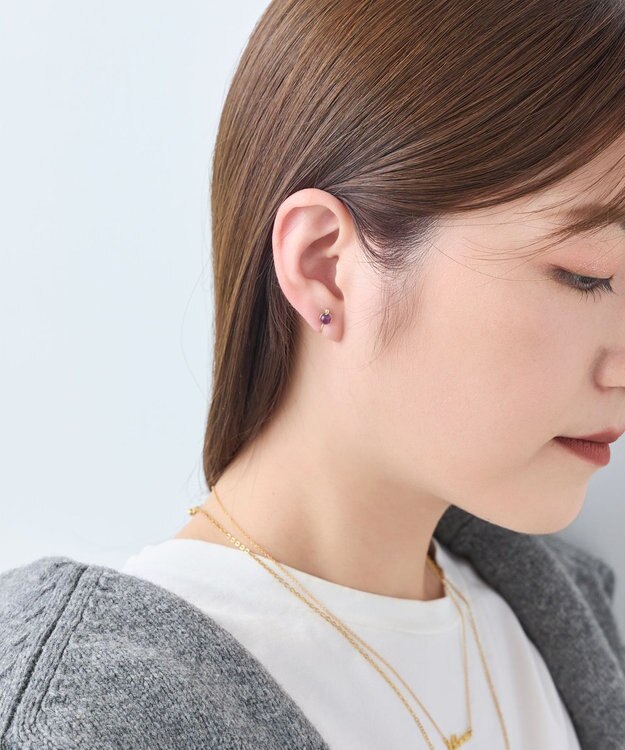 Phoebe 【痛くないシリーズ】パワーストーンライトフィットイヤリング　アメシスト/天然石 パープル