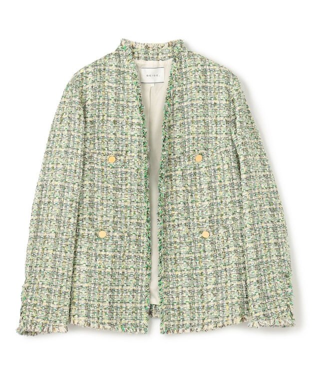 BEIGE， 【Oggi 4月号掲載】TEASEL / オーバーサイズツイードジャケット GREEN MIX