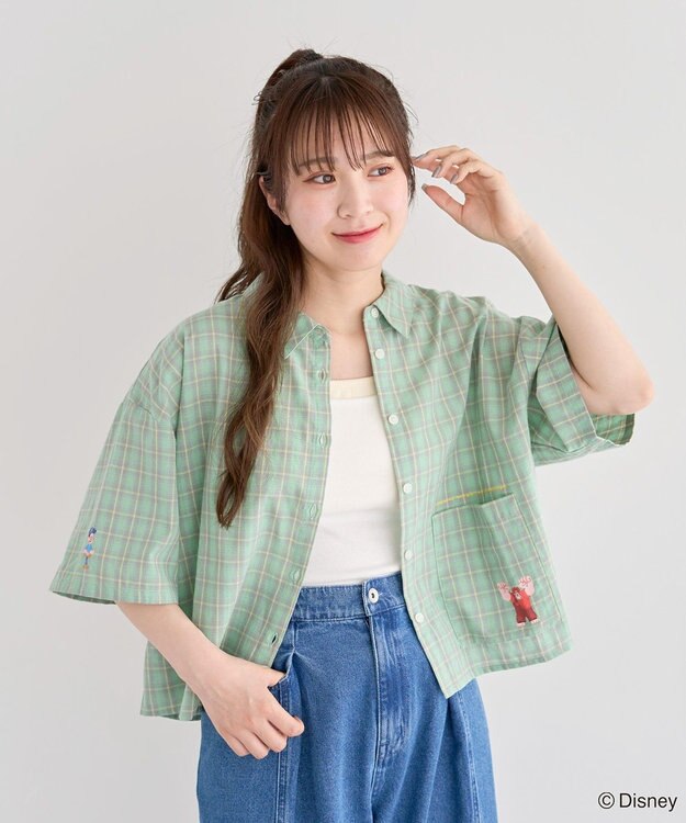 Green Parks シュガーラッシュ　／　チェックショート丈シャツ Green