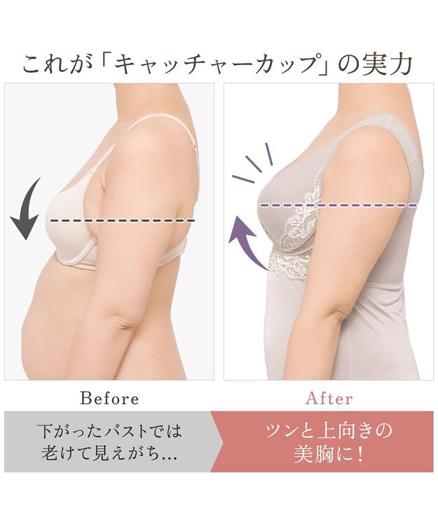 BRADELIS New York 【BRADELIS NewYork peace】綿混キャッチャーカップレースブラスリップ25 ノンワイヤー 補正下着 静電気軽減 インナー カップ付き ブラトップ ワンピース グレージュ