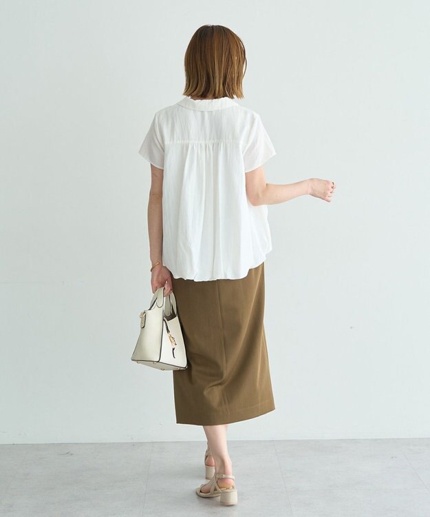 YECCA VECCA 刺繍カラーバルーンヘムブラウス Off White
