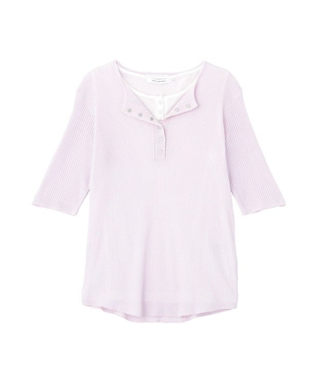 AMERICAN HOLIC 【2点セット】シアーリブヘンリーネックニット＋タンクトップ Purple
