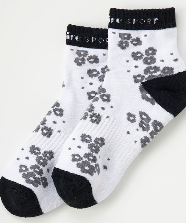 FILA GOLF／marie claire 【marie claire SPORT】アンクルソックス フラワー柄 ブラック