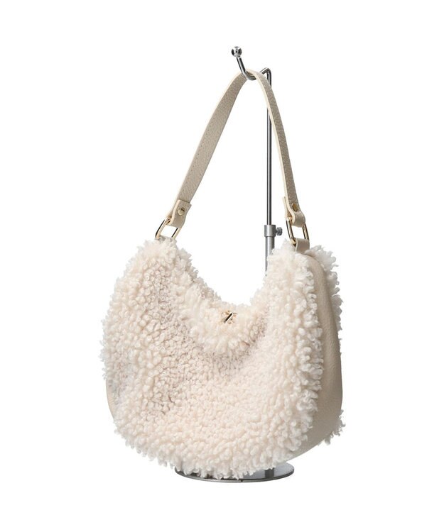 INTER-CHAUSSURES 【ANDREA CARDONE ITALI】レザーハンドルボアホーボーバッグ アイボリー