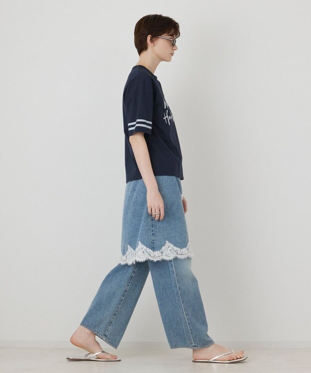 GRACE CONTINENTAL カレッジロゴプリントTシャツ ネイビー