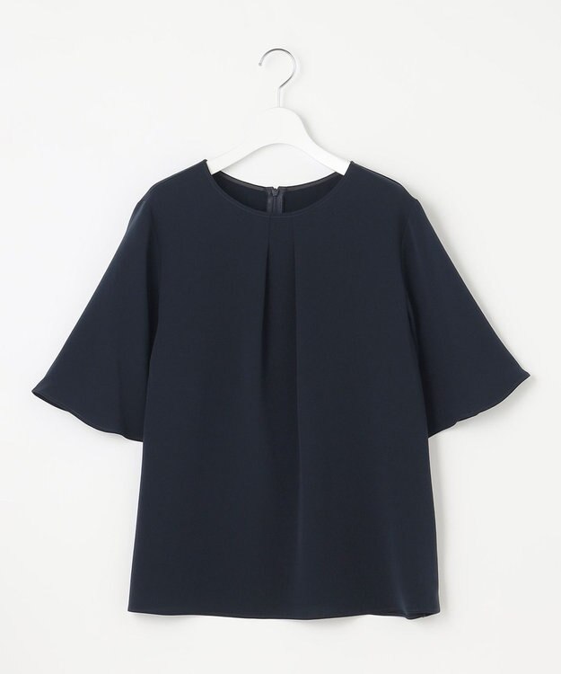 自由区 【XSサイズ～/洗える/セット可】ダブルクロス ブラウス ネイビー系