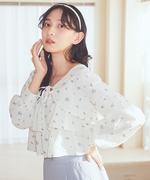 earth music&ecology ティアードアンサンブルブラウス Ivory