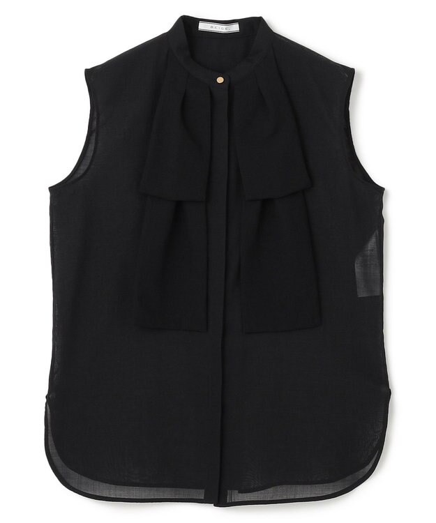 BEIGE， 【洗える】MOYE / シアーウールビックボウタイブラウス Black