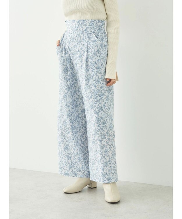 earth music&ecology 隠れウサギ柄パンツ Ecru