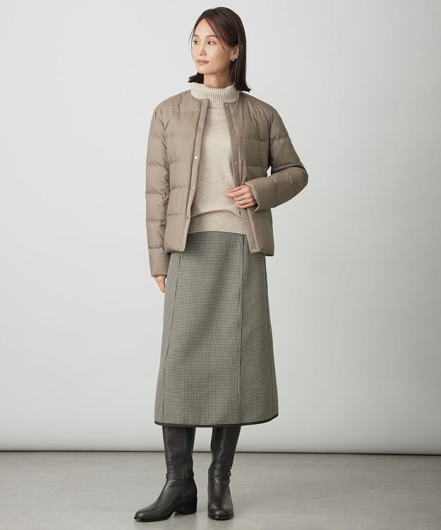 J.PRESS LADIES 【洗える】ライトダウン ノーカラー ジャケット モカ系