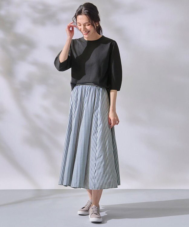 ANY 【洗濯機可】パフスリーブニットプルオーバー チャコール