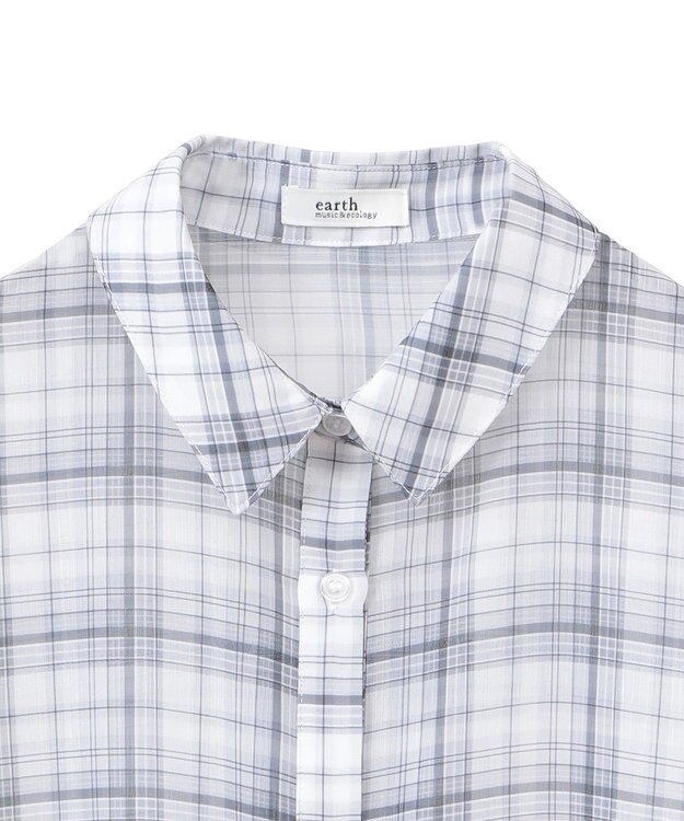 earth music&ecology シアーチェックシャツ Off White