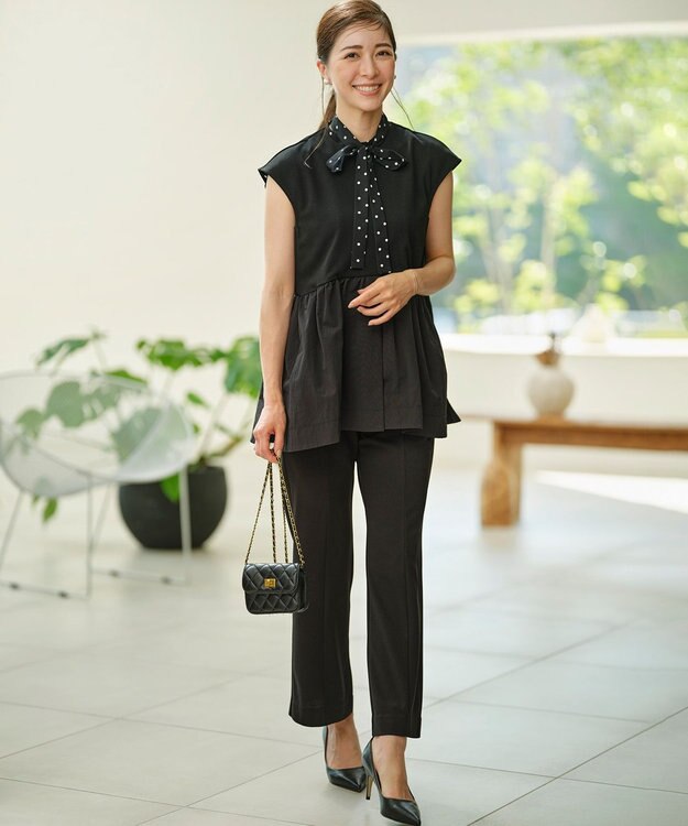 組曲 S 【接触冷感・吸湿・UVカット】ジョーゼットジャージー ジレ ブラック系