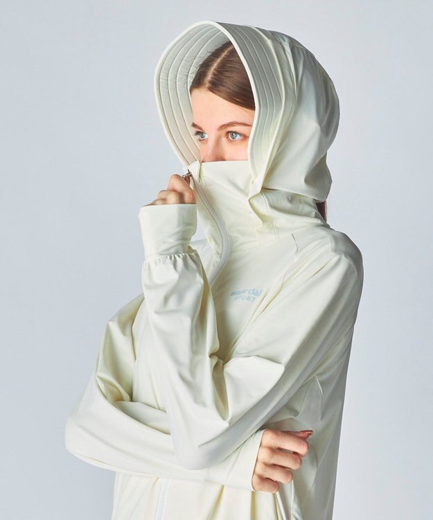 FILA GOLF／marie claire 【marie claire SPORT】スーパーナイロンクール｜フード付きUVラッシュガード オフホワイト