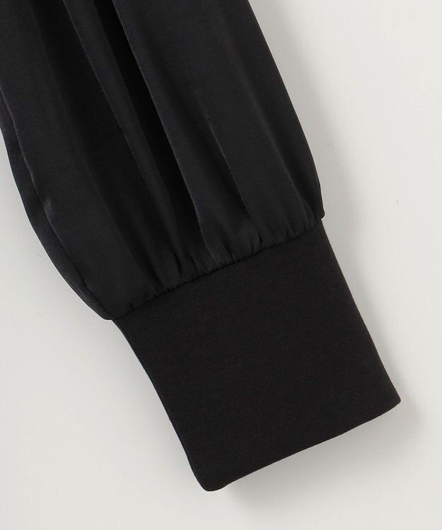 ANY SIS 【洗える】サテンコンビダンボール ワンピース ブラック