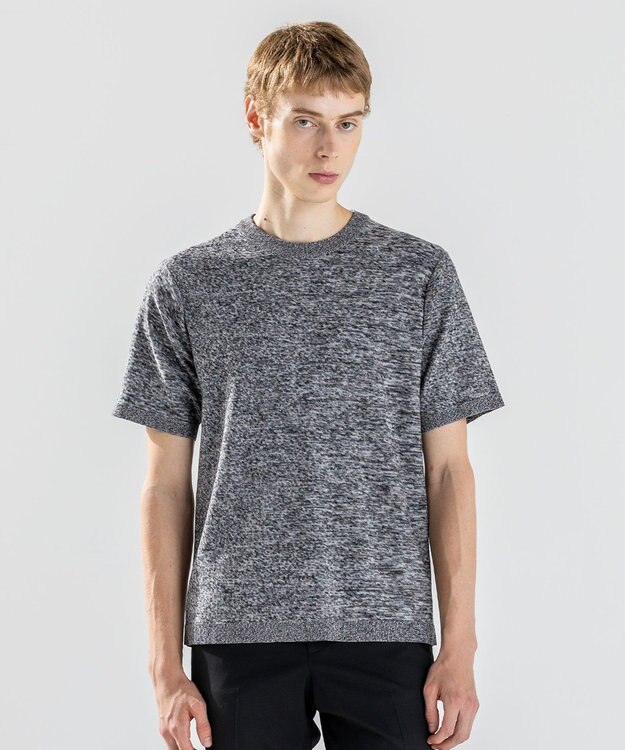 JOSEPH HOMME レクサスムリネ　クルーネック半袖ニット ライトグレー系