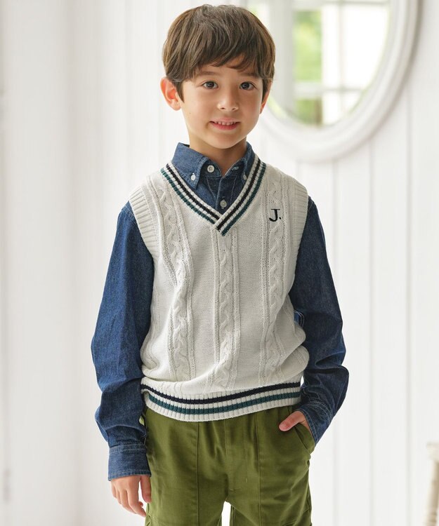 J.PRESS KIDS 【110-130cm】チルデン ニットベスト アイボリー系