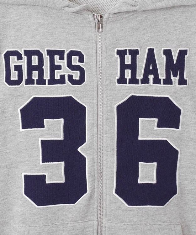 WEGO ナンバリングビッグジップパーカー 杢グレー