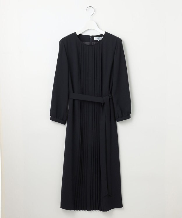 J.PRESS LADIES S 【洗える】ノルディス2wayジョーゼット フロントプリーツ ワンピース ネイビー系