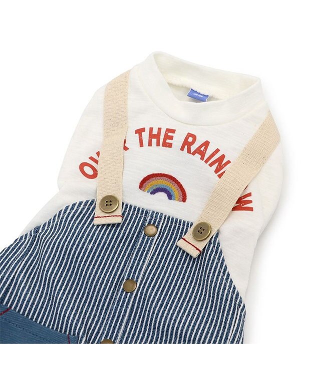 PET PARADISE ペットパラダイス パンツつなぎ 《ヒッコリー風》 小型犬 ヒッコリー風