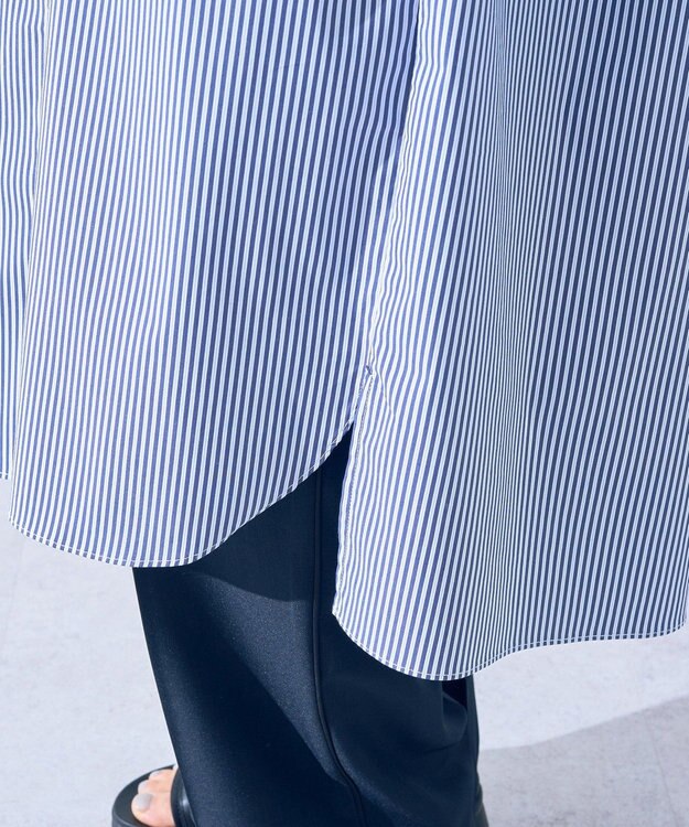 YECCA VECCA リブMIXシャツワンピース Stripe