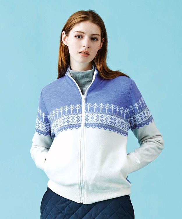 23区GOLF 【WOMEN】【リバーシブル】ノルディック柄　リバーシブル ブルゾン アイボリー系