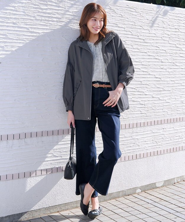 Tiaclasse L 水彩花柄シフォンブラウス グレー