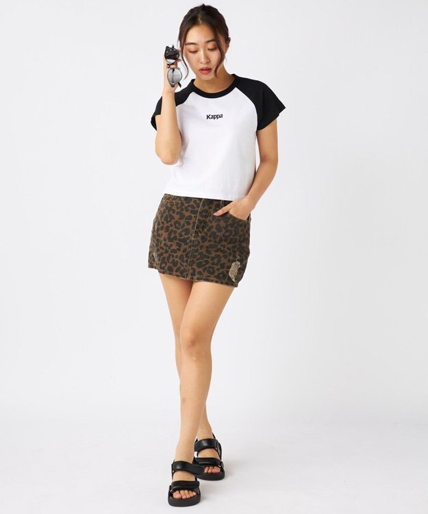 OP／FILA 【Kappa】ショート丈 ラグランミニTシャツ ホワイト