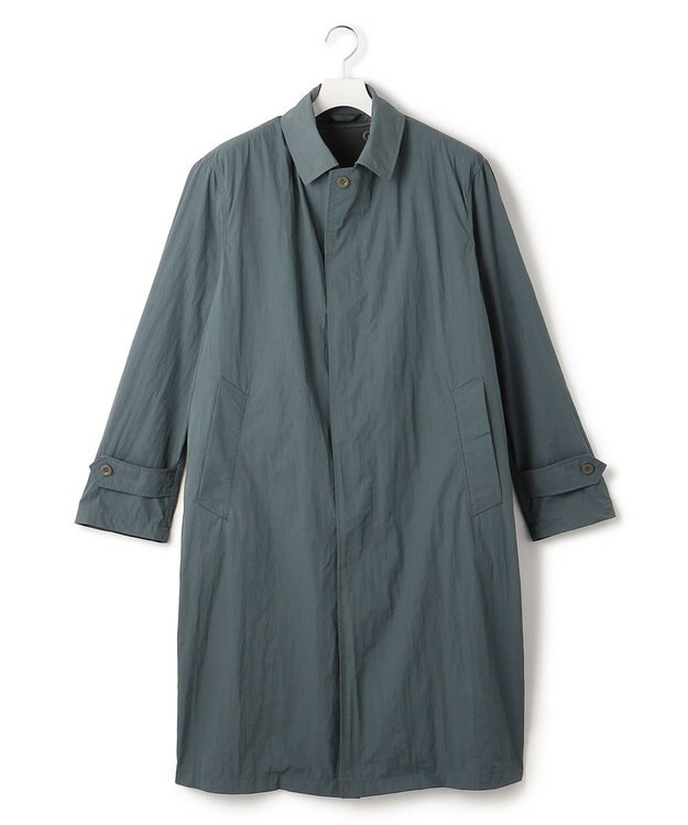 J.PRESS YORK STREET 【UNISEX】ナイロンワッシャーステンカラーコート スモーキーグリーン系