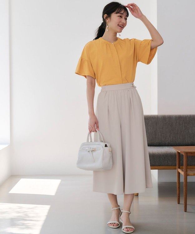 ANY SIS 【UVケア・接触冷感】汗ジミ防止加工カット ブラウス マスタード