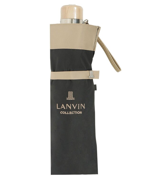MOONBAT 【晴雨兼用日傘】ランバン コレクション（LANVIN COLLECTION） 折りたたみ日傘 グログランリボン ブラック