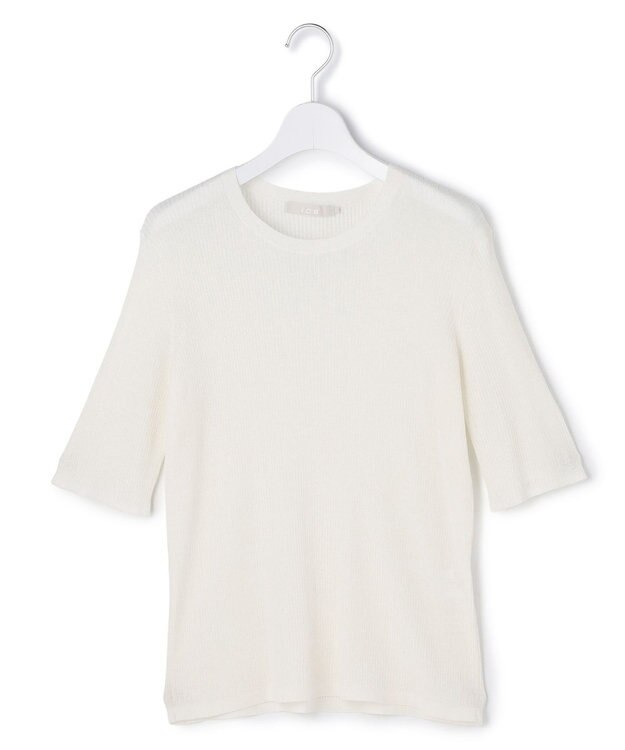 ICB L 【先行予約】 リネンブレンドシアー クルーネックリブニット オフホワイト