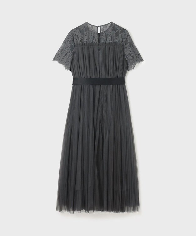 GRACE CONTINENTAL チュールプリーツドレス グレー