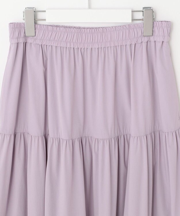 UNFILO 【撥水/UVケア/接触冷感】シャカ楽ストレッチ ティアードスカート ライラック系