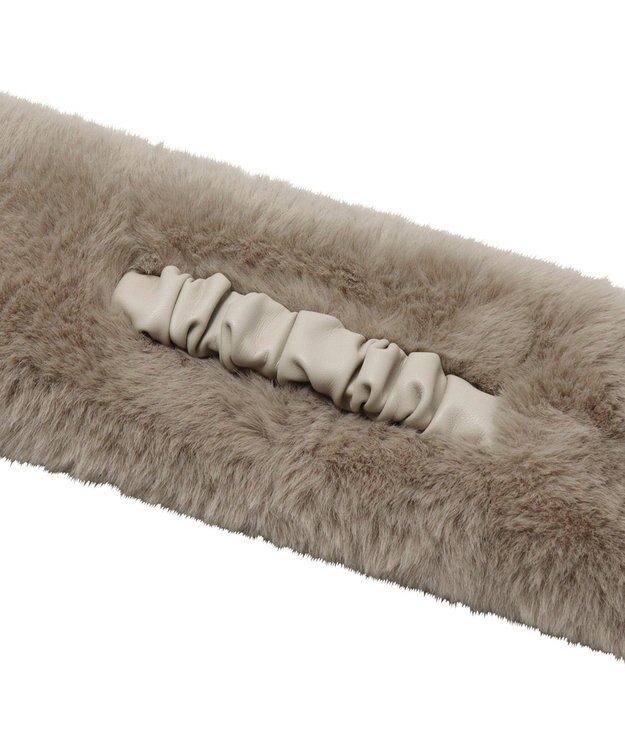 MOONBAT FURLA フェイクファーくしゅくしゅリボンマフラー ベージュ