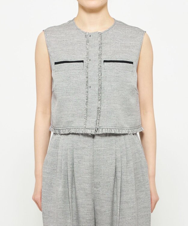 uncrave リネンライクツイル ジレブラウス グレー