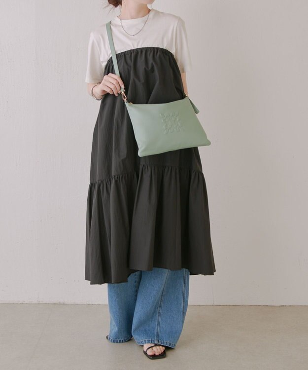 russet エンボスモノグラムショルダーバッグ(CE-1547) Green