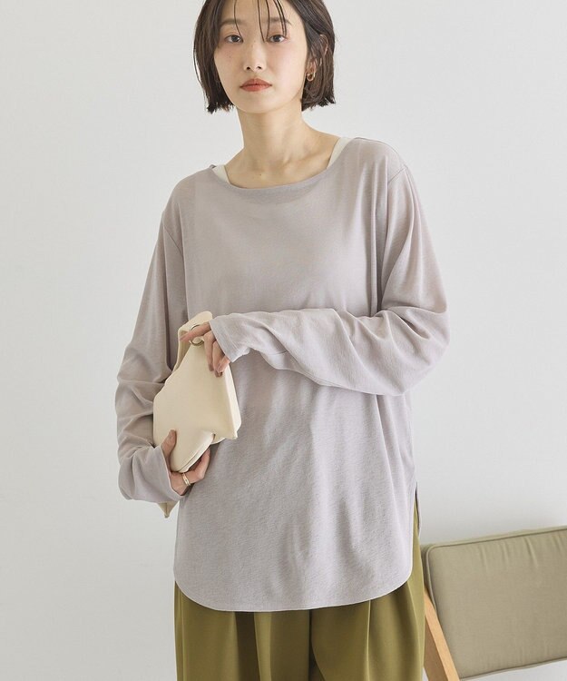 AMERICAN HOLIC ラウンドカットシアープルオーバー Gray Beige