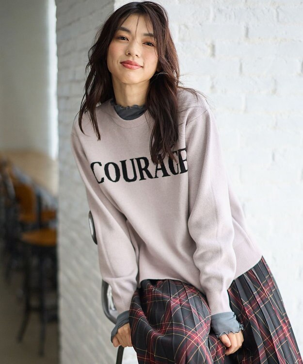 ANY 【洗濯機可】スウェットライクロゴニット オイスター