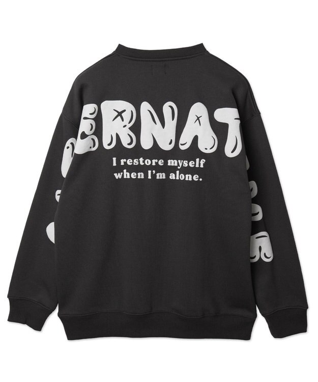 WEGO 【ユニセックス着用ITEM】ストレートラインロゴグラフィックプルオーバー ブラック中濃色