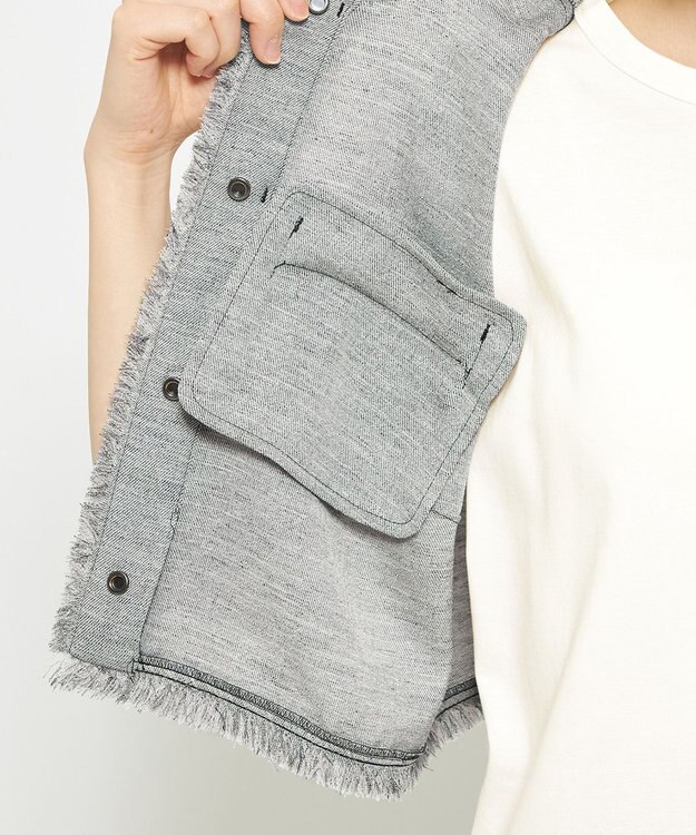 uncrave リネンライクツイル ジレブラウス グレー