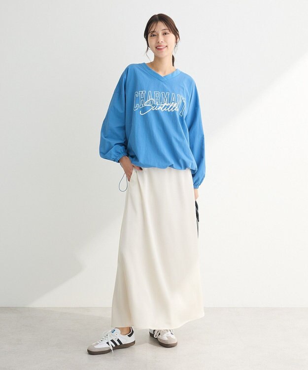 Green Parks ナイロンロゴＶネックプルオーバー Blue